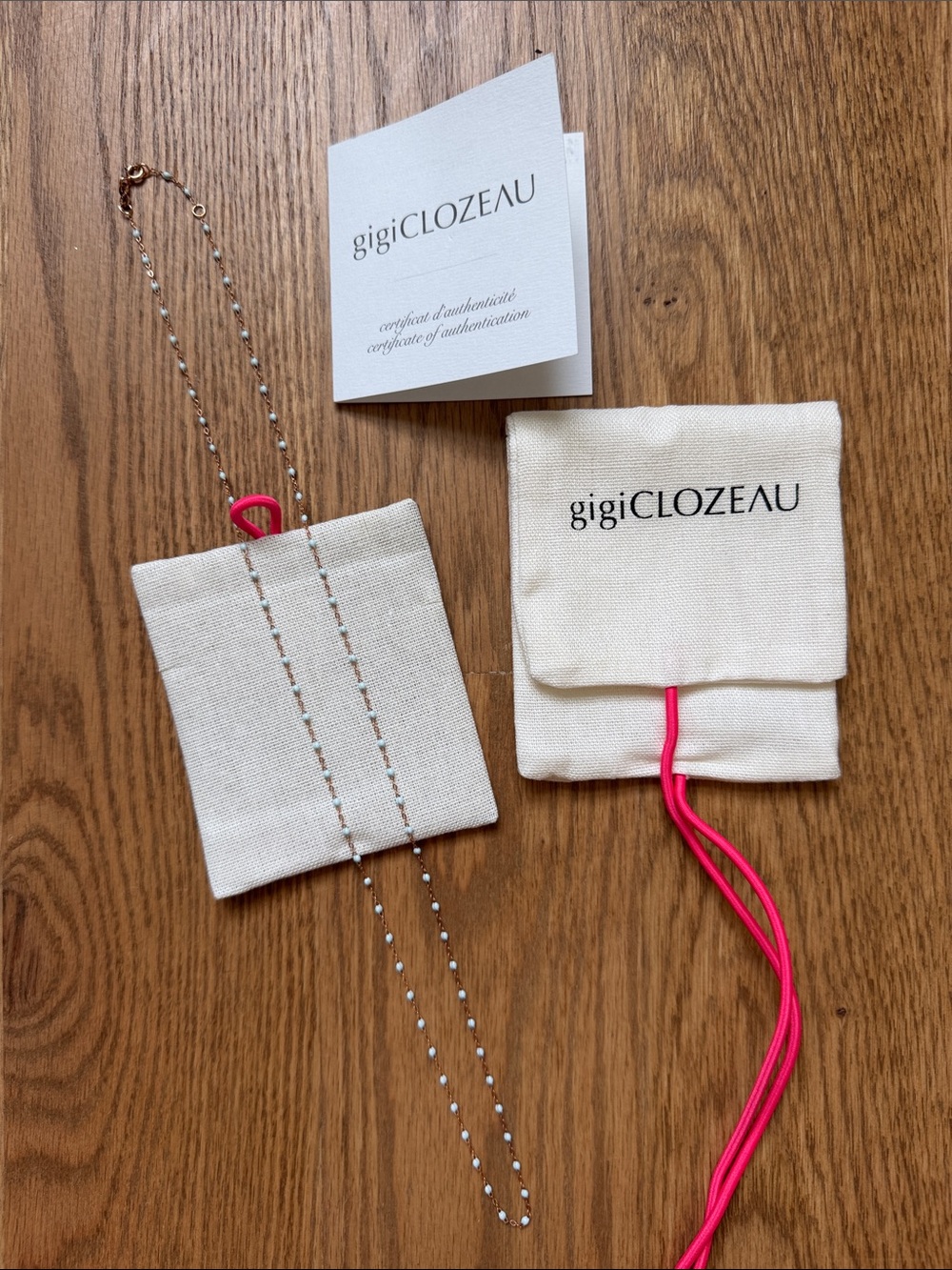 Gigi Clozeau Necklace - Rose Gold w/Blue - Picture 7 of 8